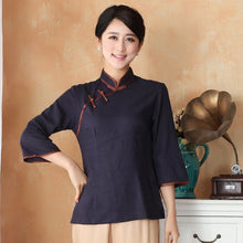 Load image into Gallery viewer, Mandarin Sleeve 100% Cotton Cheongsam Top Chinese Shirt
