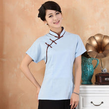 Load image into Gallery viewer, Short Sleeve 100% Cotton Cheongsam Top Chinese Shirt
