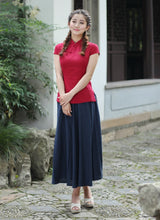 Load image into Gallery viewer, Cap Sleeve Signature Cotton Traditional Cheongsam Top Chinese Shirt
