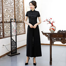 Load image into Gallery viewer, Short Sleeve Floral Lace Traditional Cheongsam Top Chinese Shirt
