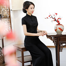 Muatkan imej ke dalam penonton Galeri, Short Sleeve Floral Lace Traditional Cheongsam Top Chinese Shirt
