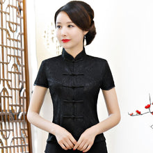 Load image into Gallery viewer, Short Sleeve Floral Lace Traditional Cheongsam Top Chinese Shirt
