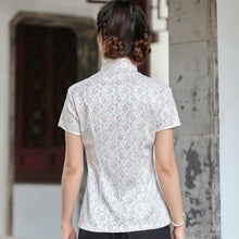 Muatkan imej ke dalam penonton Galeri, Short Sleeve Floral Lace Traditional Cheongsam Top Chinese Shirt
