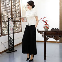 Muatkan imej ke dalam penonton Galeri, Short Sleeve Floral Lace Traditional Cheongsam Top Chinese Shirt
