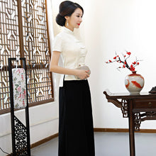 Load image into Gallery viewer, Short Sleeve Floral Lace Traditional Cheongsam Top Chinese Shirt
