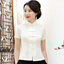 Load image into Gallery viewer, Short Sleeve Floral Lace Traditional Cheongsam Top Chinese Shirt
