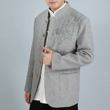 Load image into Gallery viewer, Dragon Pattern Wool Tunic Suit Traditional Chinese Jacket
