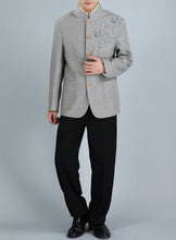 Load image into Gallery viewer, Dragon Pattern Wool Tunic Suit Traditional Chinese Jacket
