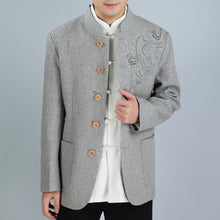 Load image into Gallery viewer, Dragon Pattern Wool Tunic Suit Traditional Chinese Jacket
