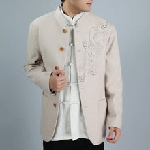 Load image into Gallery viewer, Dragon Pattern Wool Tunic Suit Traditional Chinese Jacket
