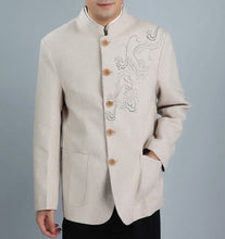 Load image into Gallery viewer, Dragon Pattern Wool Tunic Suit Traditional Chinese Jacket
