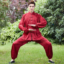 Muatkan imej ke dalam penonton Galeri, Auspicious Pattern Silk Blend Traditional Chinese Tai Chi Suit
