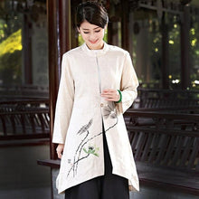 Load image into Gallery viewer, Signature Cotton Chinese Style Coat with Lotus Chinese Painting
