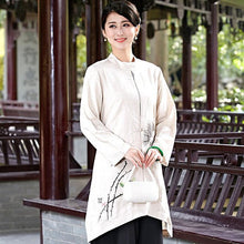 Load image into Gallery viewer, Signature Cotton Chinese Style Coat with Lotus Chinese Painting
