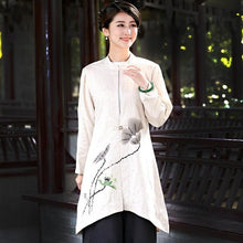 Muatkan imej ke dalam penonton Galeri, Signature Cotton Chinese Style Coat with Lotus Chinese Painting
