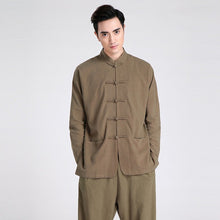 Load image into Gallery viewer, Mandarin Collar Linen Traditional Chinese Kung Fu Suit with Strap Buttons
