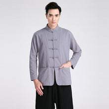 Muatkan imej ke dalam penonton Galeri, Mandarin Collar Linen Traditional Chinese Kung Fu Suit with Strap Buttons
