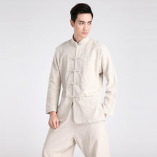 Muatkan imej ke dalam penonton Galeri, Mandarin Collar Linen Traditional Chinese Kung Fu Suit with Strap Buttons
