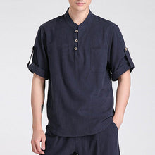 Load image into Gallery viewer, Short Sleeve Linen Traditional Chinese Kung Fu Shirt Tai Chi Top
