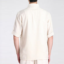 Load image into Gallery viewer, Half Sleeve V Neck Linen Traditional Chinese Kung Fu Shirt Tai Chi Top
