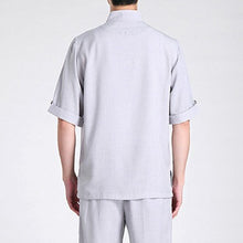 Muatkan imej ke dalam penonton Galeri, Half Sleeve V Neck Linen Traditional Chinese Kung Fu Shirt Tai Chi Top
