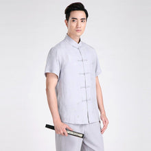 Load image into Gallery viewer, Short Sleeve Linen Traditional Chinese Kung Fu Shirt Tai Chi Top
