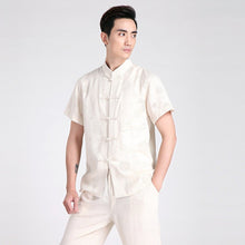 Load image into Gallery viewer, Short Sleeve Linen Traditional Chinese Kung Fu Shirt Tai Chi Top
