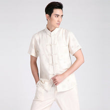 Load image into Gallery viewer, Short Sleeve Linen Traditional Chinese Kung Fu Shirt Tai Chi Top
