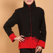 Load image into Gallery viewer, Floral Embroidery Stand Collar Wool Blend Chinese Jacket
