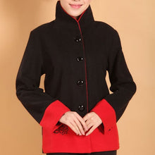 Load image into Gallery viewer, Floral Embroidery Stand Collar Wool Blend Chinese Jacket
