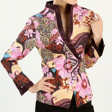 Load image into Gallery viewer, V Neck Floral Fancy Cotton Tradtional Chinese Jacket
