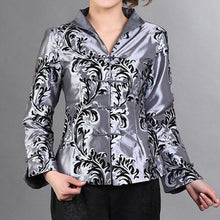 Muatkan imej ke dalam penonton Galeri, Phoenix Tails Pattern V Neck Silk Tradtional Chinese Jacket
