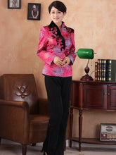 Load image into Gallery viewer, V Neck Brocade Tradtional Chinese Jacket with Butterfly Button
