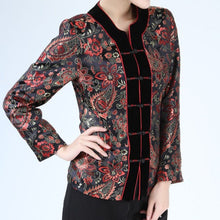 Load image into Gallery viewer, Round Neck Floral Brocade Tradtional Chinese Jacket
