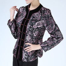 Load image into Gallery viewer, Round Neck Floral Brocade Tradtional Chinese Jacket
