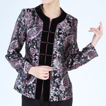 Load image into Gallery viewer, Round Neck Floral Brocade Tradtional Chinese Jacket
