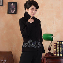 Load image into Gallery viewer, Stand Collar Wool Blend Chinese Jacket with Auspicious Clouds Appliques
