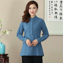 Muatkan imej ke dalam penonton Galeri, Signature Cotton Mandarin Collar Traditional Chinese Blouse
