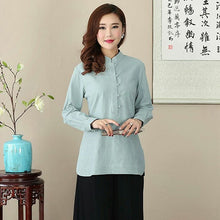 Muatkan imej ke dalam penonton Galeri, Signature Cotton Mandarin Collar Traditional Chinese Blouse
