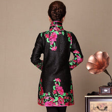 Load image into Gallery viewer, Long Sleeve Floral Chinese Style Wind Coat with Strap Buttons
