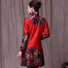 Load image into Gallery viewer, Long Sleeve Floral Chinese Style Wind Coat with Strap Buttons
