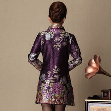 Load image into Gallery viewer, Long Sleeve Floral Chinese Style Wind Coat with Strap Buttons
