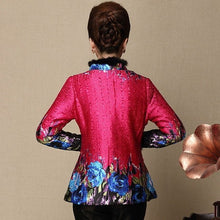 Load image into Gallery viewer, Fur Collar &amp; Cuff Floral Linen Chinese Style Women&#39;s Wadded Coat
