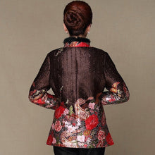 Muatkan imej ke dalam penonton Galeri, Fur Collar &amp; Cuff Floral Linen Chinese Style Women&#39;s Wadded Coat
