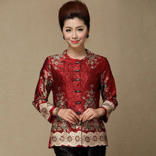 Load image into Gallery viewer, Round Neck 3/4 Sleeve Floral Linen Chinese Style Women&#39;s Coat
