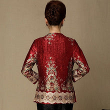 Load image into Gallery viewer, Round Neck 3/4 Sleeve Floral Linen Chinese Style Women&#39;s Coat
