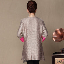 Muatkan imej ke dalam penonton Galeri, Asymmetric Hem Silk &amp; Linen Chinese Style Women&#39;s Wind Coat
