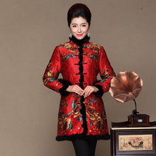 Muatkan imej ke dalam penonton Galeri, Fur Collar &amp; Cuff Floral Silk &amp; Linen Chinese Style Women&#39;s Wadded Coat
