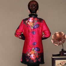 Load image into Gallery viewer, Fur Collar &amp; Cuff Floral Silk &amp; Linen Chinese Style Women&#39;s Wadded Coat
