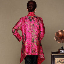 Muatkan imej ke dalam penonton Galeri, Open Front Floral Silk &amp; Linen Chinese Style Wind Coat
